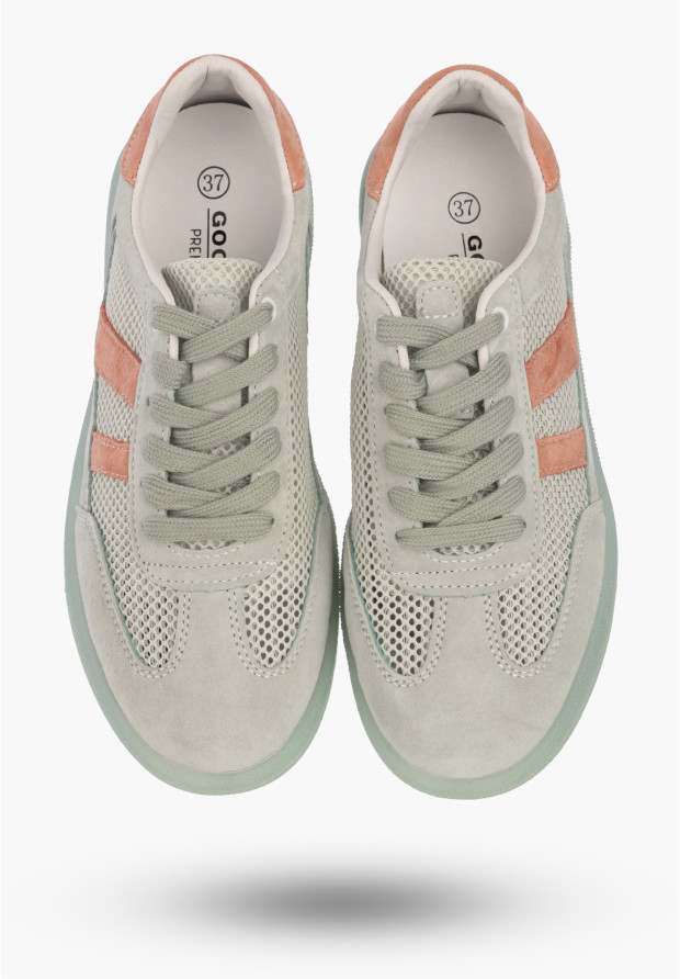 Sneakersy Damskie Buty Skórzane Sportowe Siateczka Półbuty Casual Miętowe Goodin
