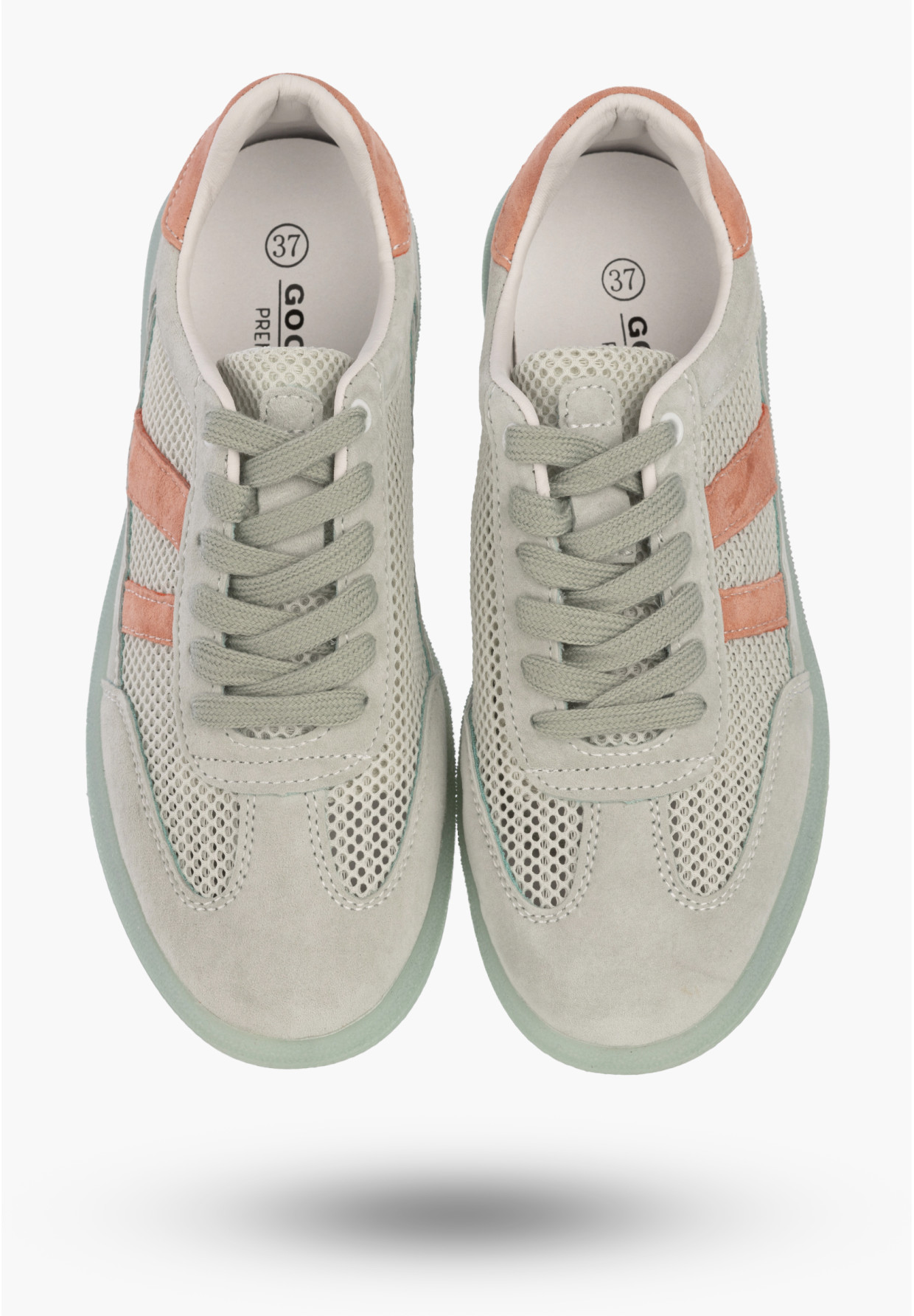 Sneakersy Damskie Buty Skórzane Sportowe Siateczka Półbuty Casual Miętowe Goodin