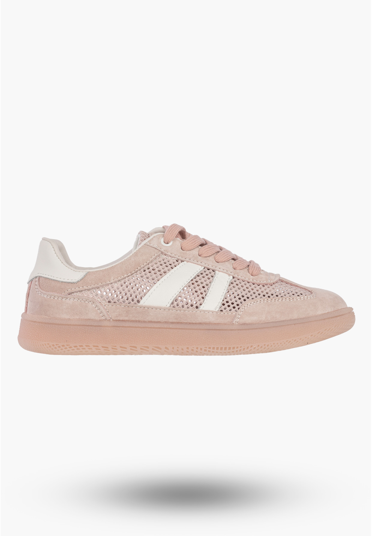 Sneakersy Damskie Buty Skórzane Sportowe Siateczka Półbuty Casual Różowe Goodin