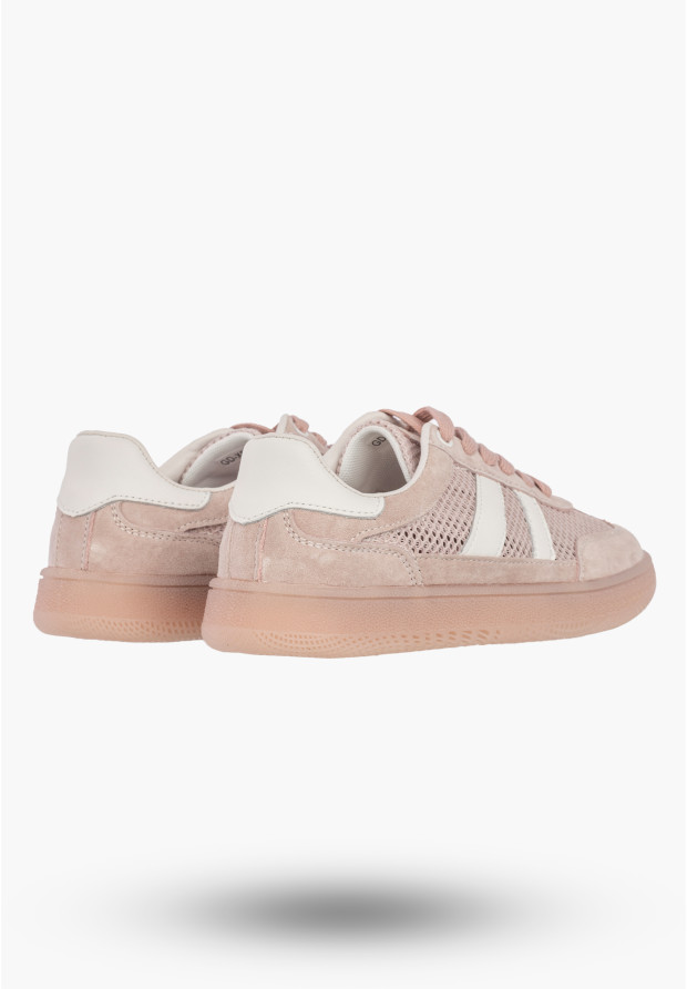 Sneakersy Damskie Buty Skórzane Sportowe Siateczka Półbuty Casual Różowe Goodin