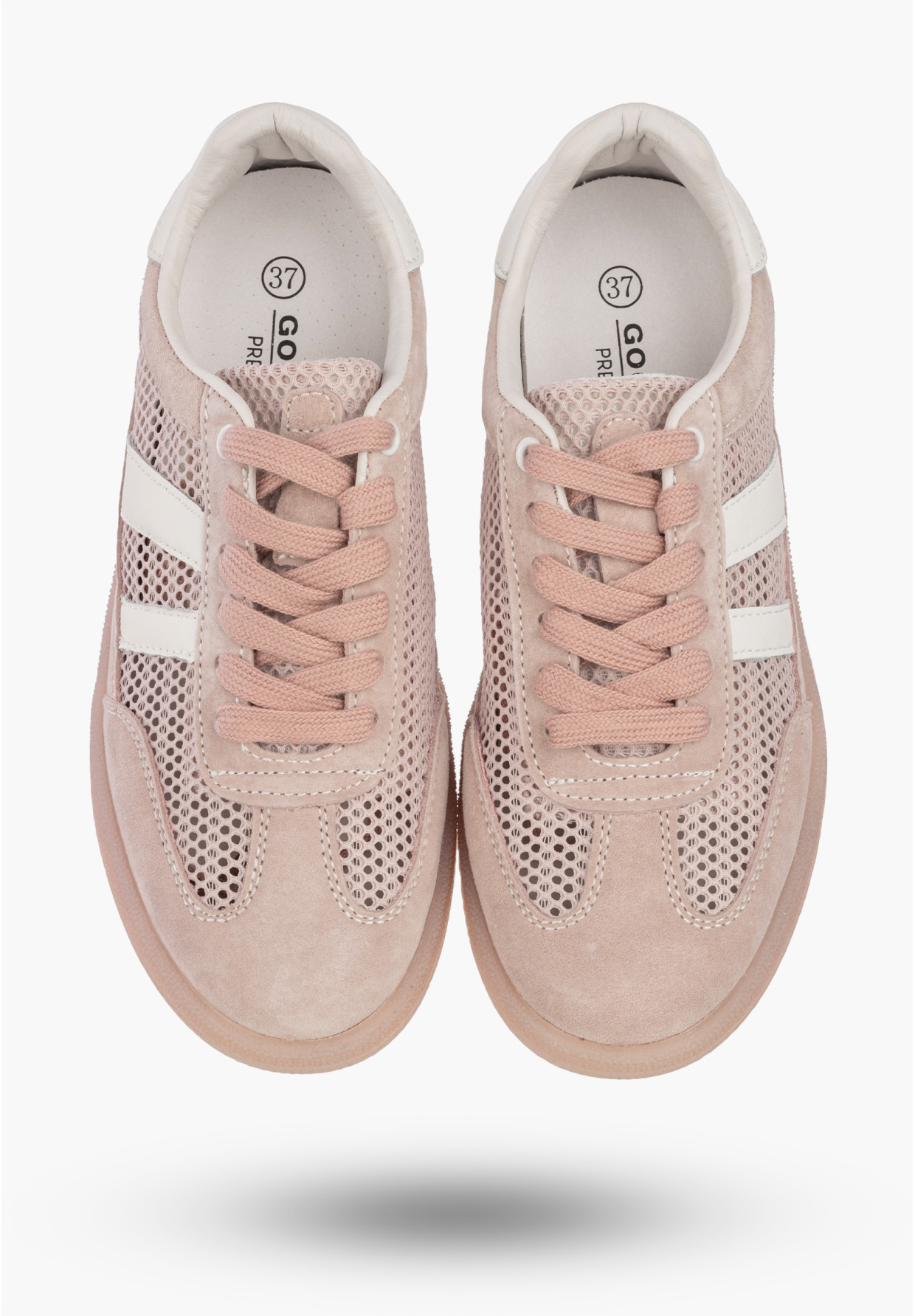 Sneakersy Damskie Buty Skórzane Sportowe Siateczka Półbuty Casual Różowe Goodin