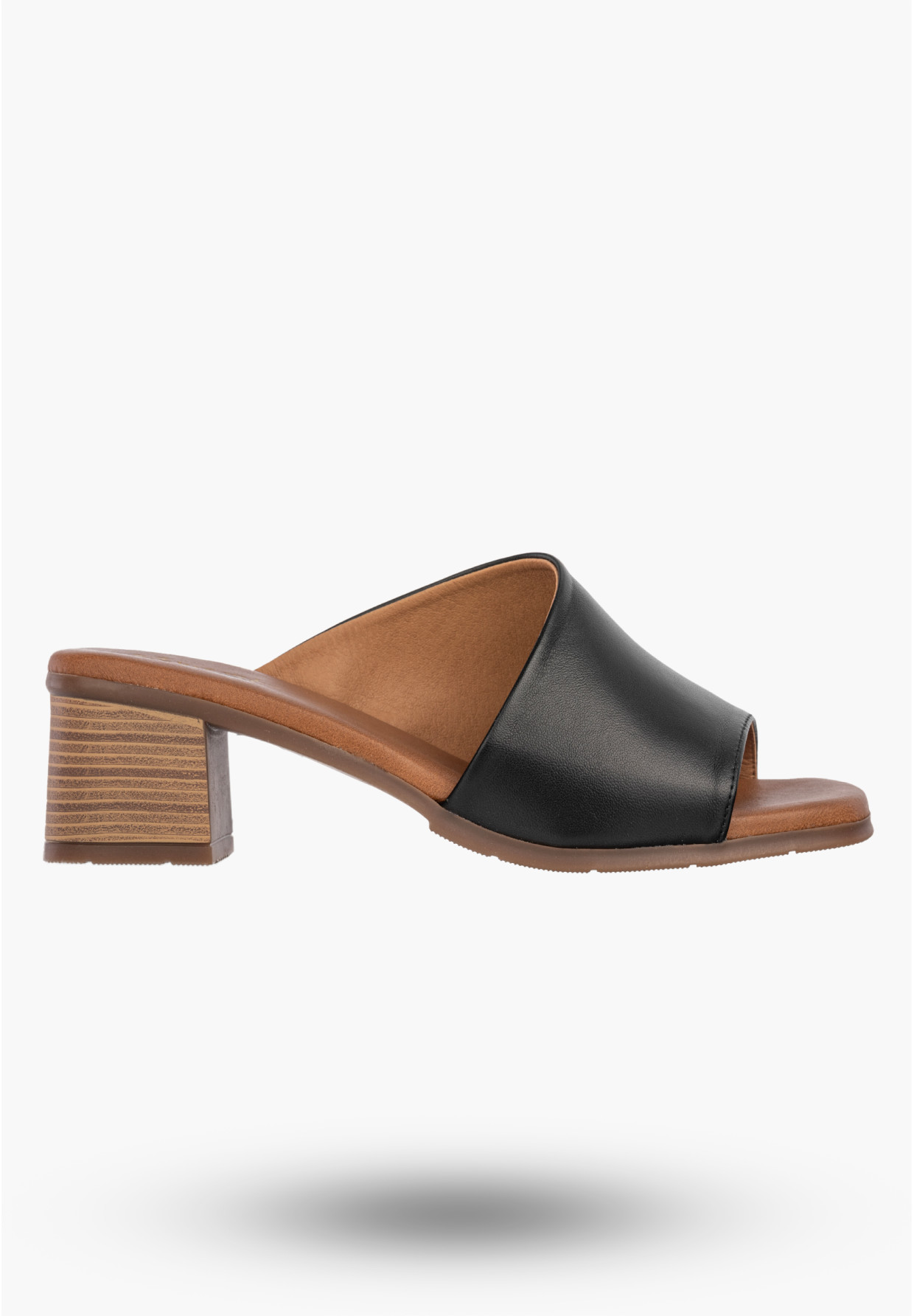Klapki Damskie Skórzane Buty Eleganckie Na Słupku Czarne Maciejka E7395-01/00-1