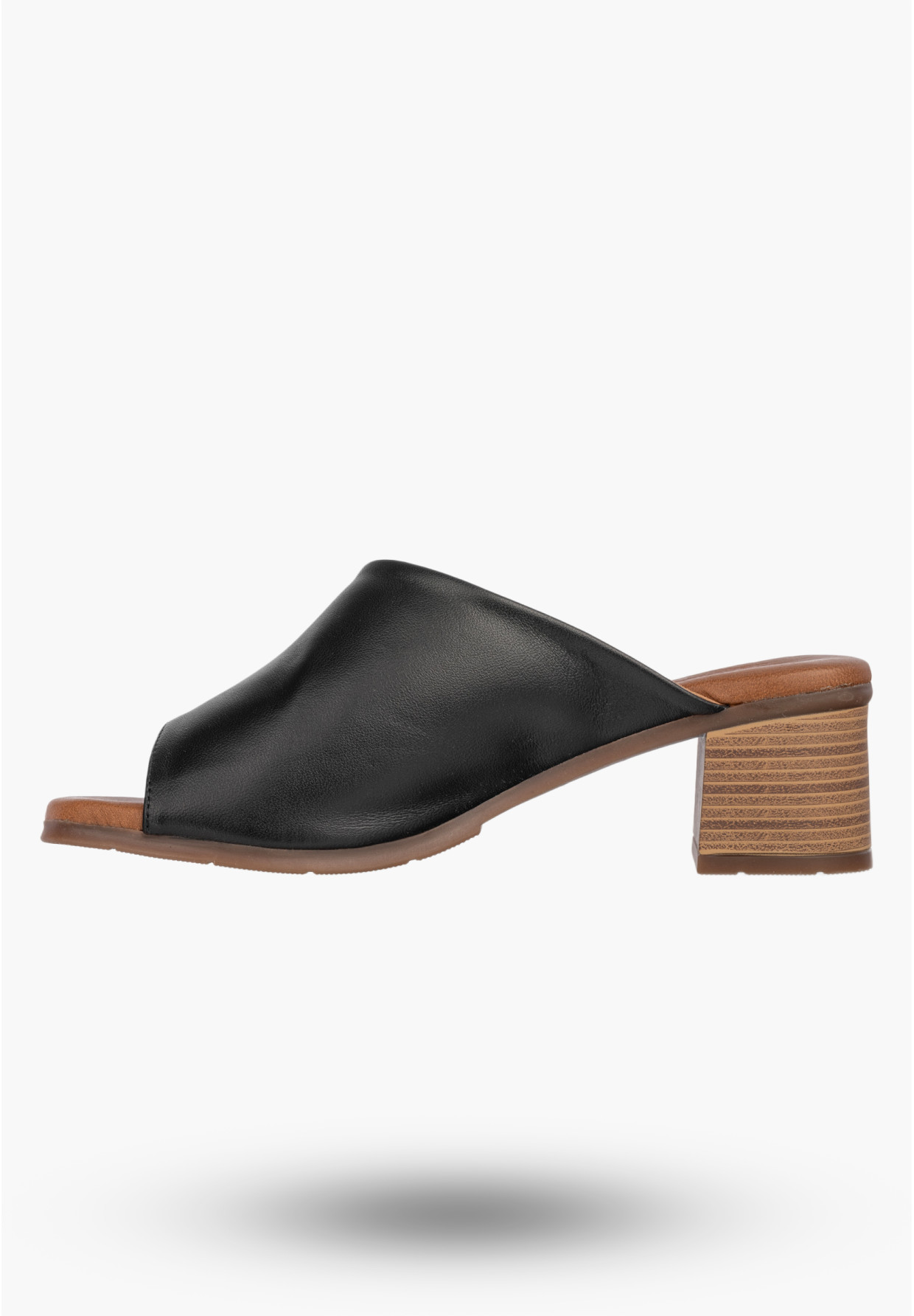 Klapki Damskie Skórzane Buty Eleganckie Na Słupku Czarne Maciejka E7395-01/00-1