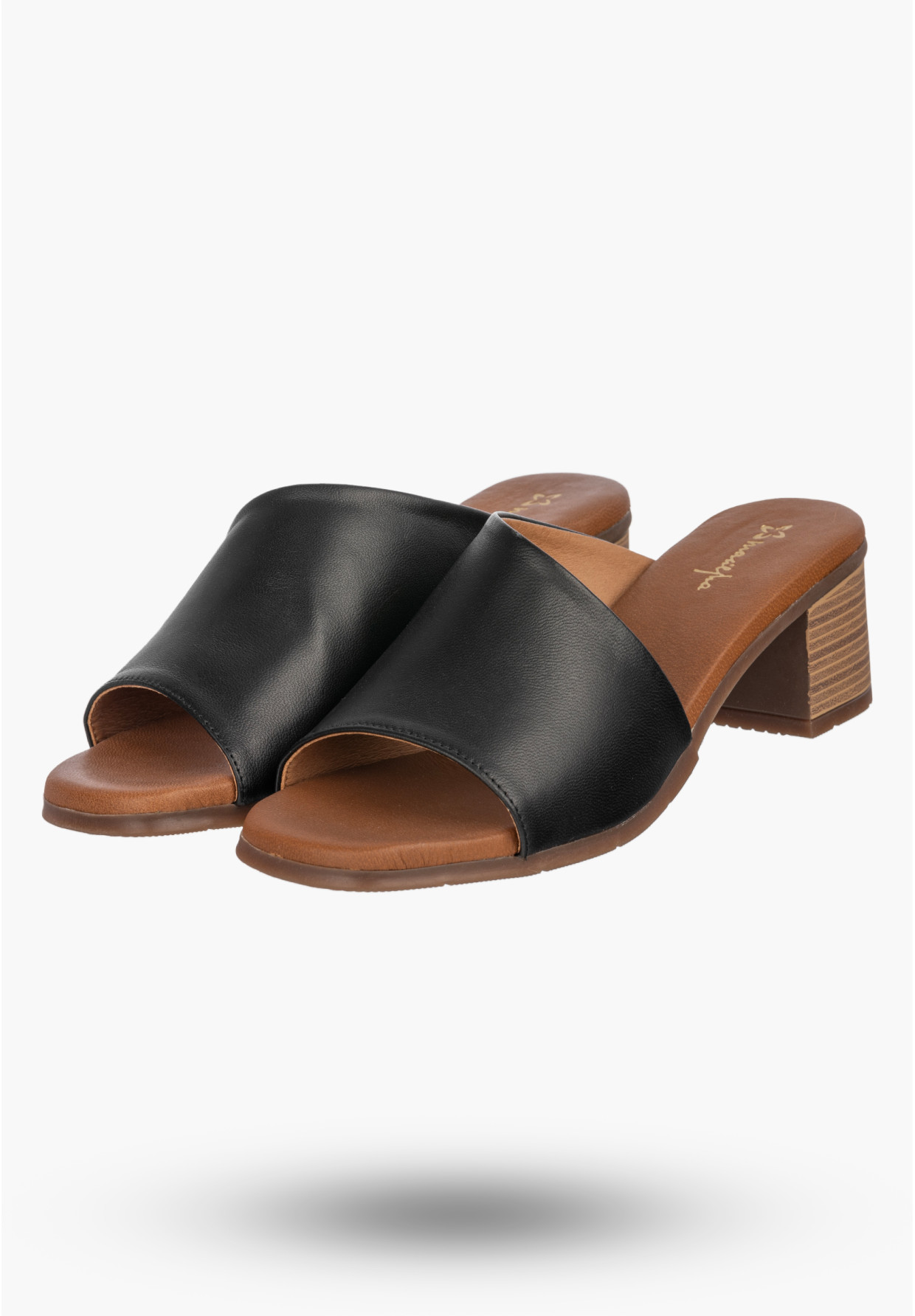 Klapki Damskie Skórzane Buty Eleganckie Na Słupku Czarne Maciejka E7395-01/00-1