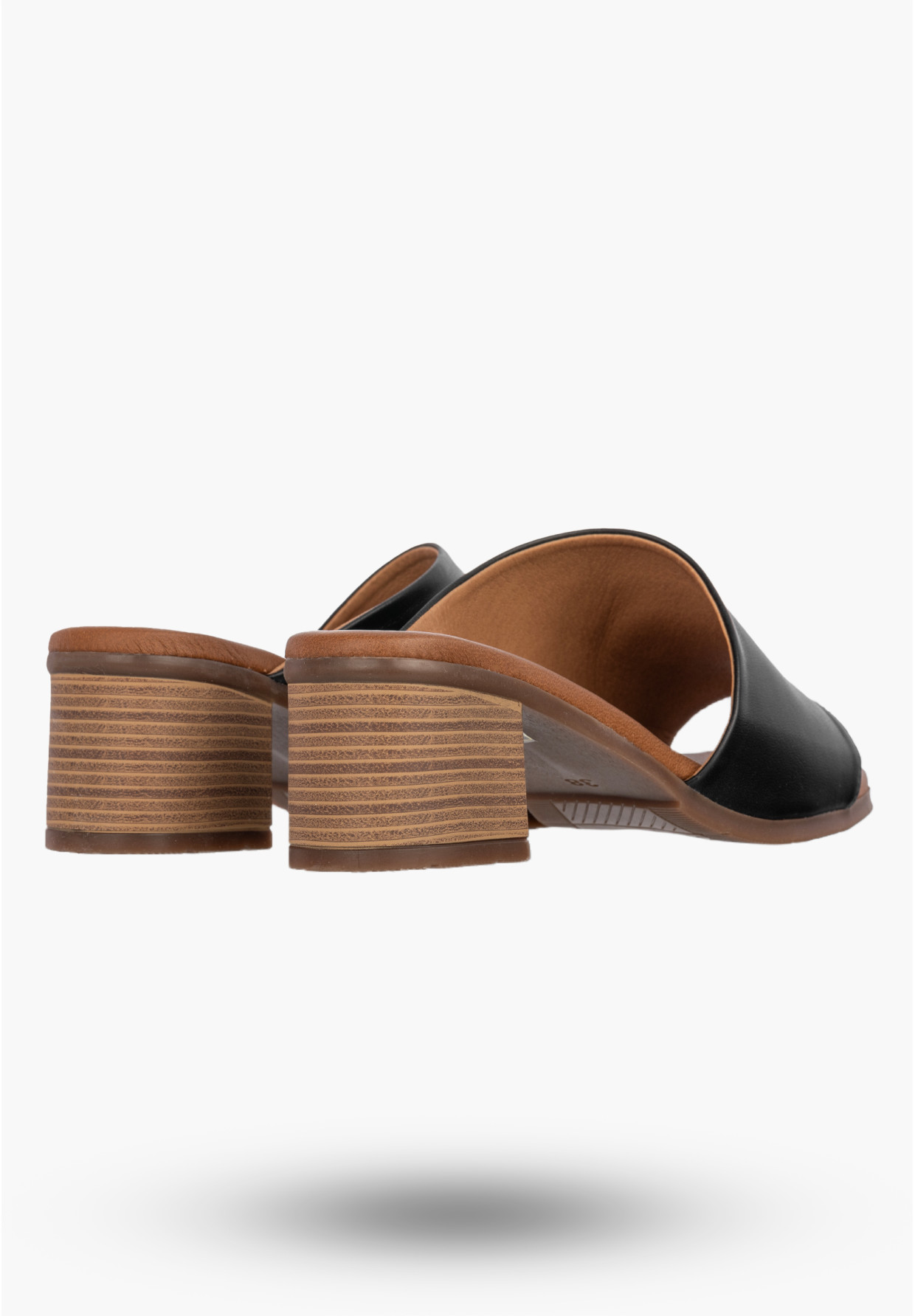 Klapki Damskie Skórzane Buty Eleganckie Na Słupku Czarne Maciejka E7395-01/00-1
