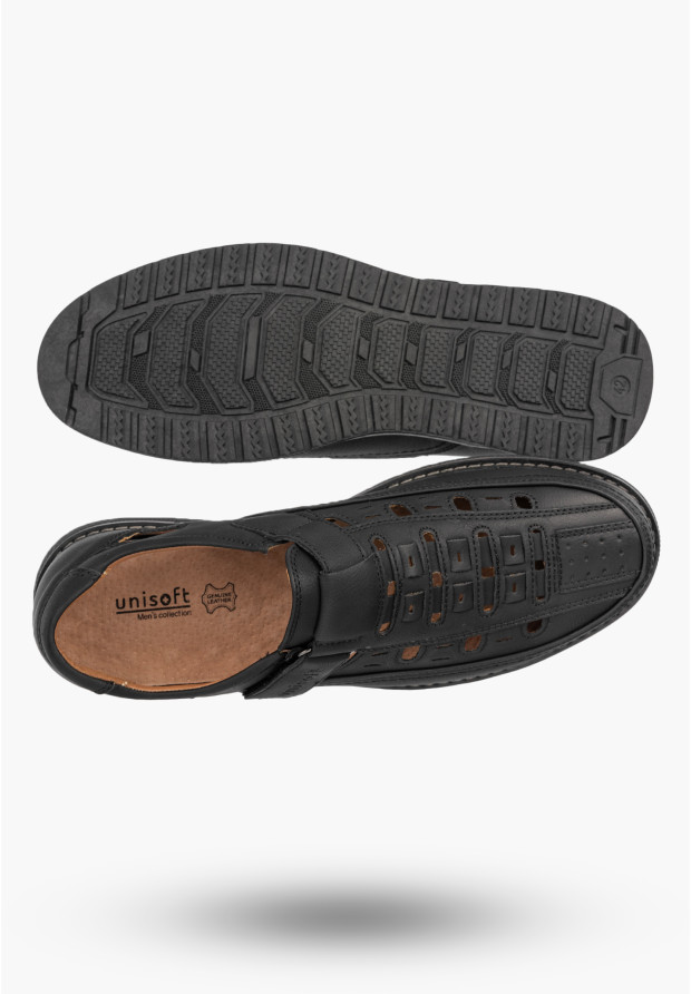 Mokasyny Męskie Eleganckie Buty Półbuty Unisoft Czarne 24MN16-8210