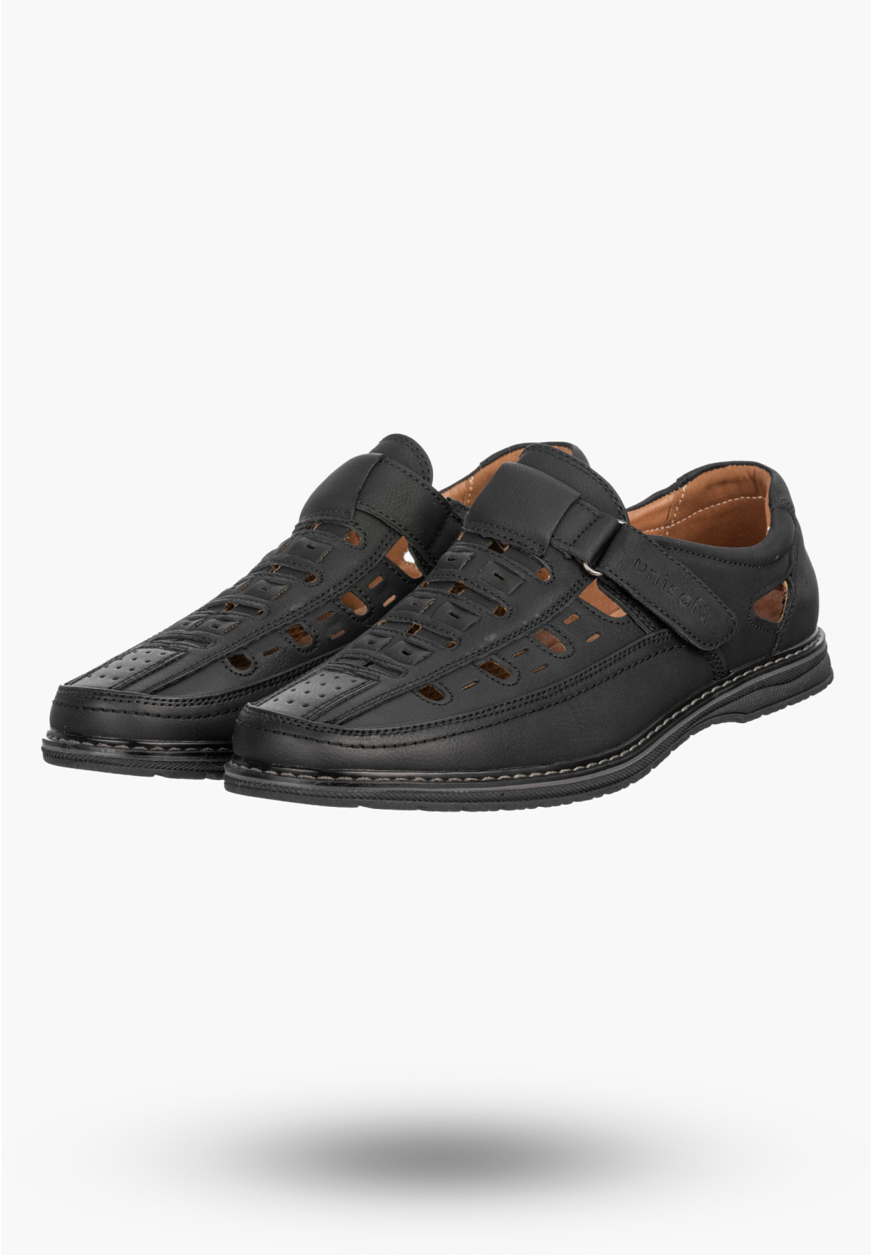 Mokasyny Męskie Eleganckie Buty Półbuty Unisoft Czarne 24MN16-8210