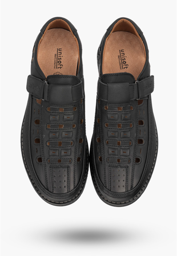 Mokasyny Męskie Eleganckie Buty Półbuty Unisoft Czarne 24MN16-8210