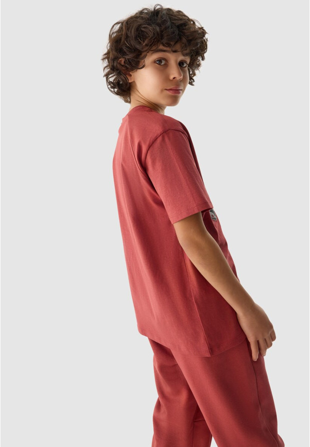 Koszulka Chłopięca 4F T-shirt Z Nadrukiem Sportowy Oversize Czerwony 4FJRSS24TTSHM1516