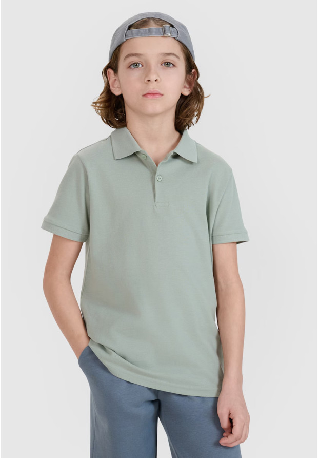Koszulka Dziecięca 4F T-shirt Polo Z Kołnierzem Zielony 4FJWMM00TPTSU513