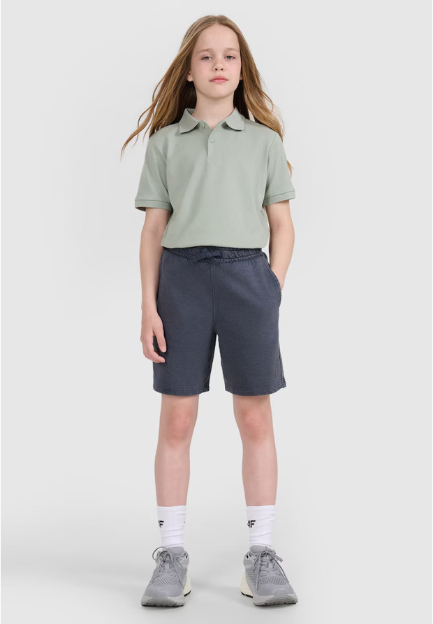 Koszulka Dziecięca 4F T-shirt Polo Z Kołnierzem Zielony 4FJWMM00TPTSU513