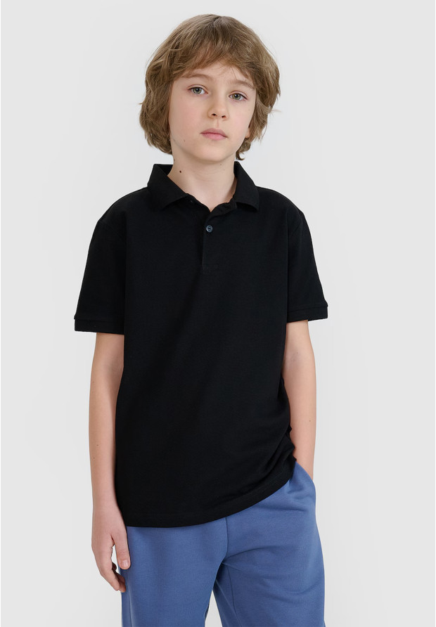 Koszulka Dziecięca 4F T-shirt Polo Z Kołnierzem Czarny 4FJWMM00TPTSU513