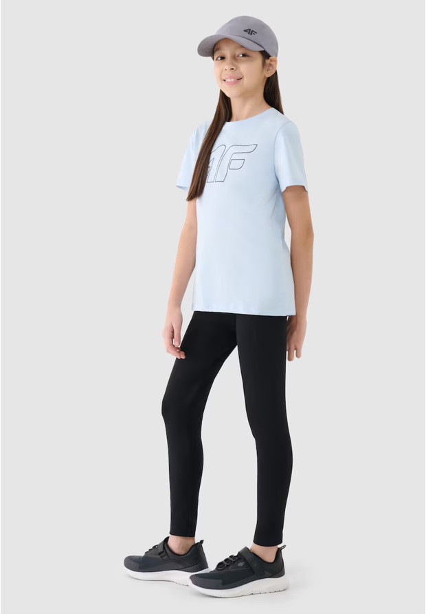 Legginsy Dziewczęce Spodnie 4F Bawełniane Klasyczne Czarne 4FJWMM00TTIGF178