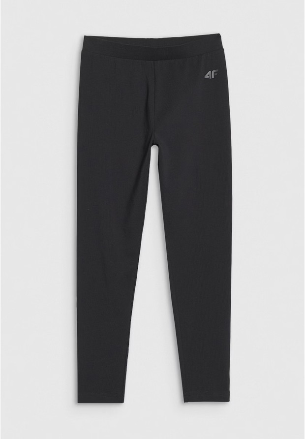 Legginsy Dziewczęce Spodnie 4F Bawełniane Klasyczne Czarne 4FJWMM00TTIGF178