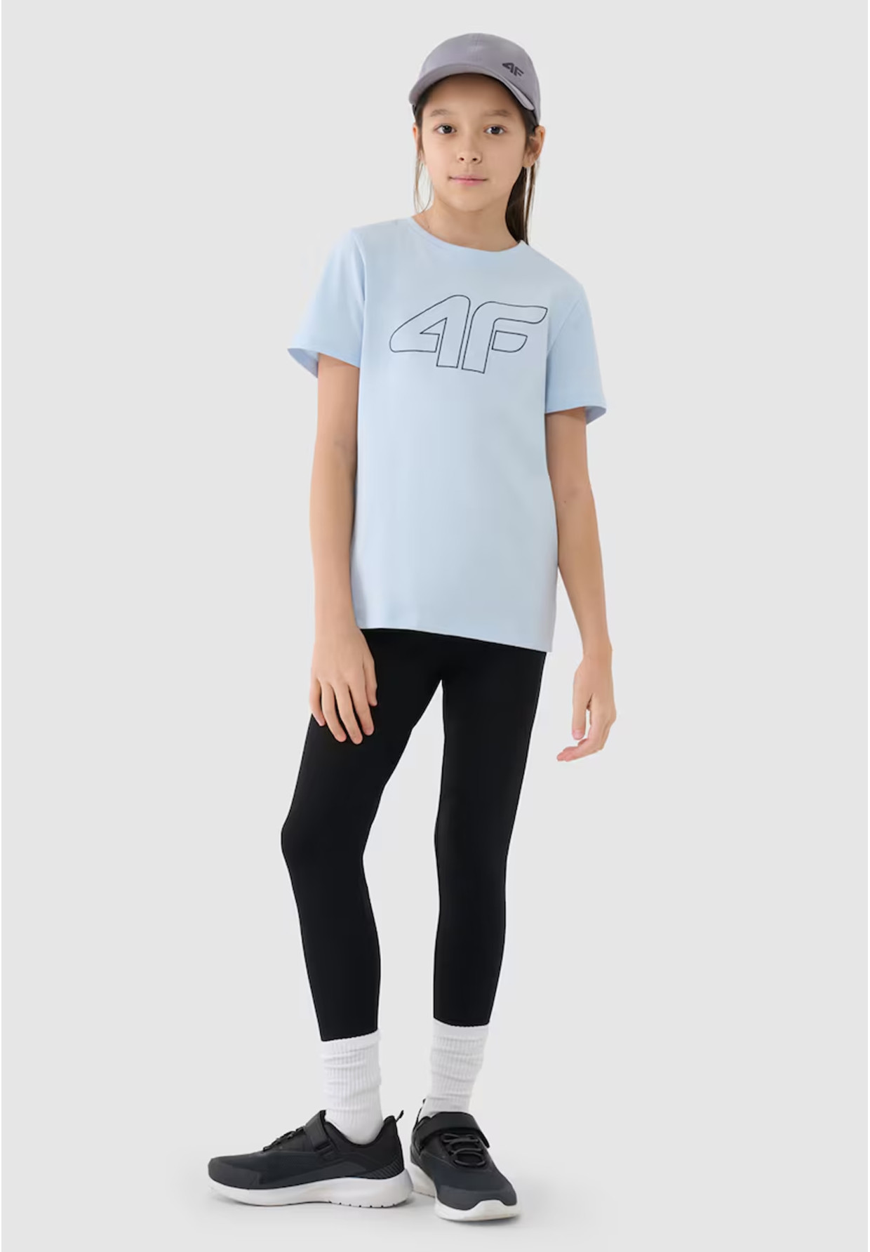 Legginsy Dziewczęce Spodnie 4F Bawełniane Klasyczne Czarne 4FJWMM00TTIGF178