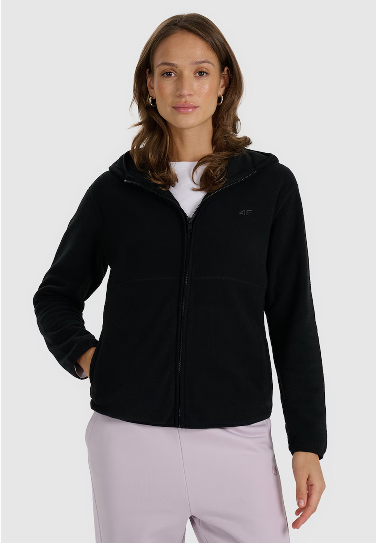 Polar Damski 4F Bluza Z Kapturem Ocieplana Regular Czarna 4FWMM00TFLEF315