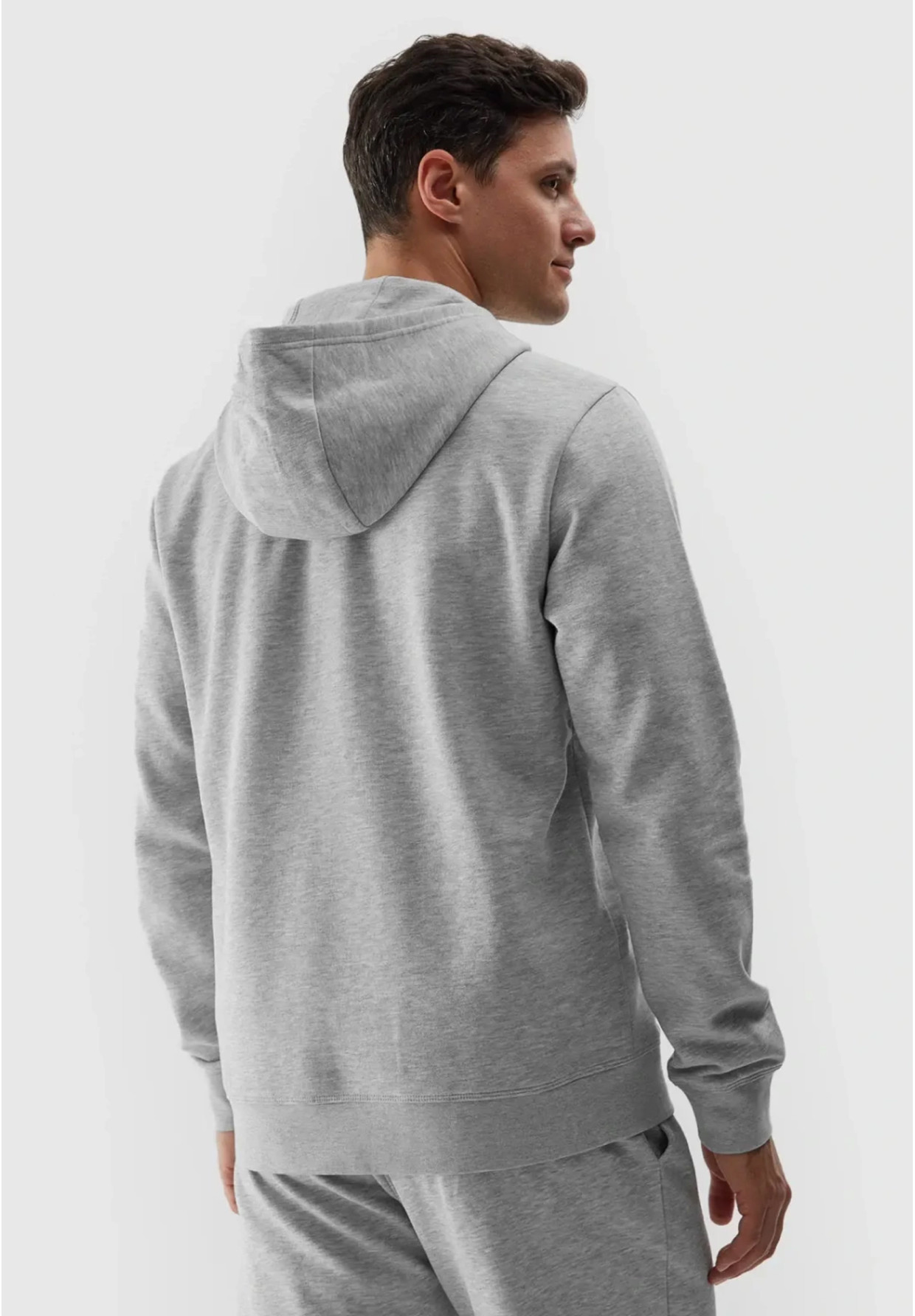 Bluza Męska 4F Z Kapturem Ocieplana Nierozpinana Sportowa Szara 4FWSS24TSWSM0950