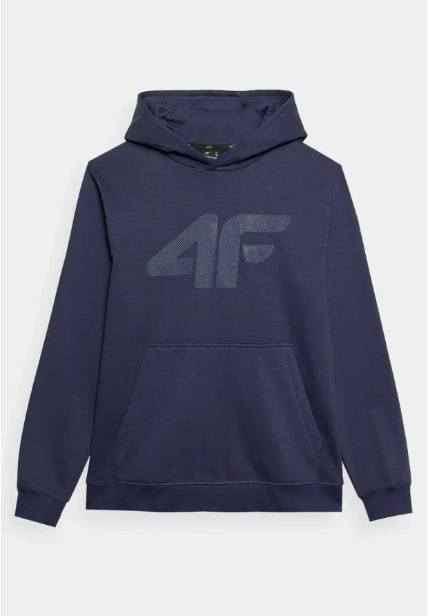 Bluza Męska 4F Z Kapturem Ocieplana Nierozpinana Sportowa Granatowa 4FWSS24TSWSM0950