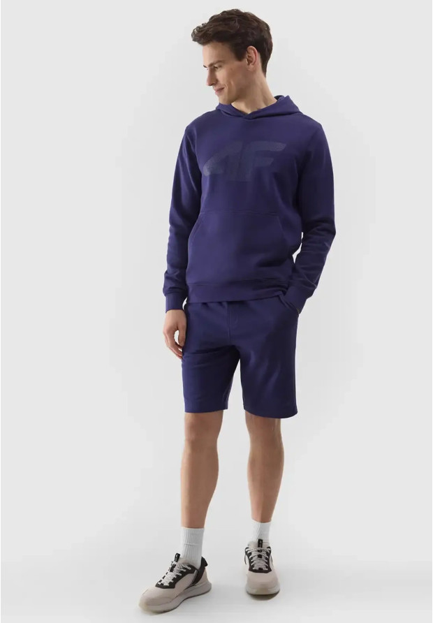 Bluza Męska 4F Z Kapturem Ocieplana Nierozpinana Sportowa Granatowa 4FWSS24TSWSM0950