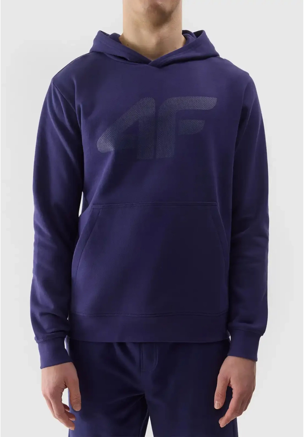 Bluza Męska 4F Z Kapturem Ocieplana Nierozpinana Sportowa Granatowa 4FWSS24TSWSM0950
