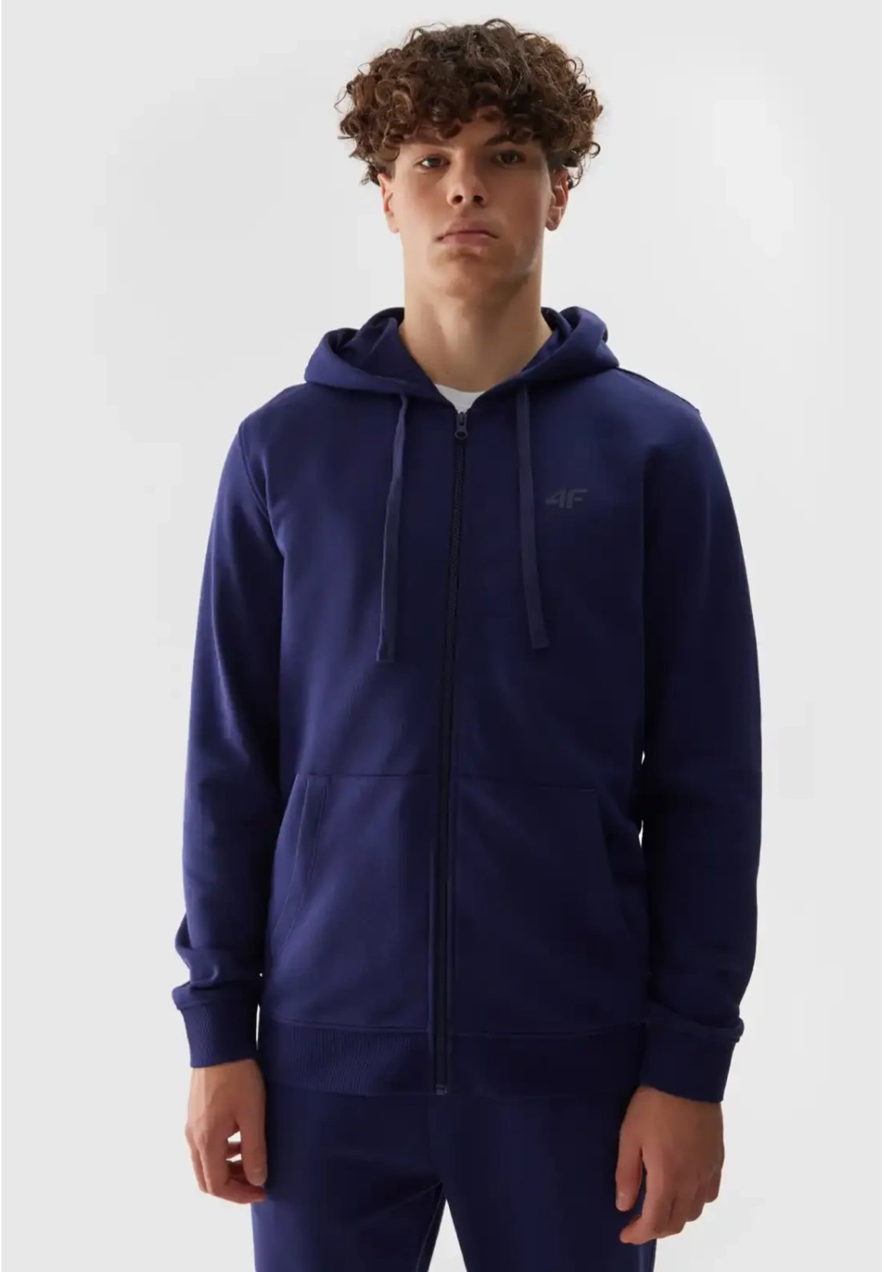 Bluza Męska 4F Z Kapturem Nieocieplana Rozpinana Sportowa Granatowa 4FWSS24TSWSM0951