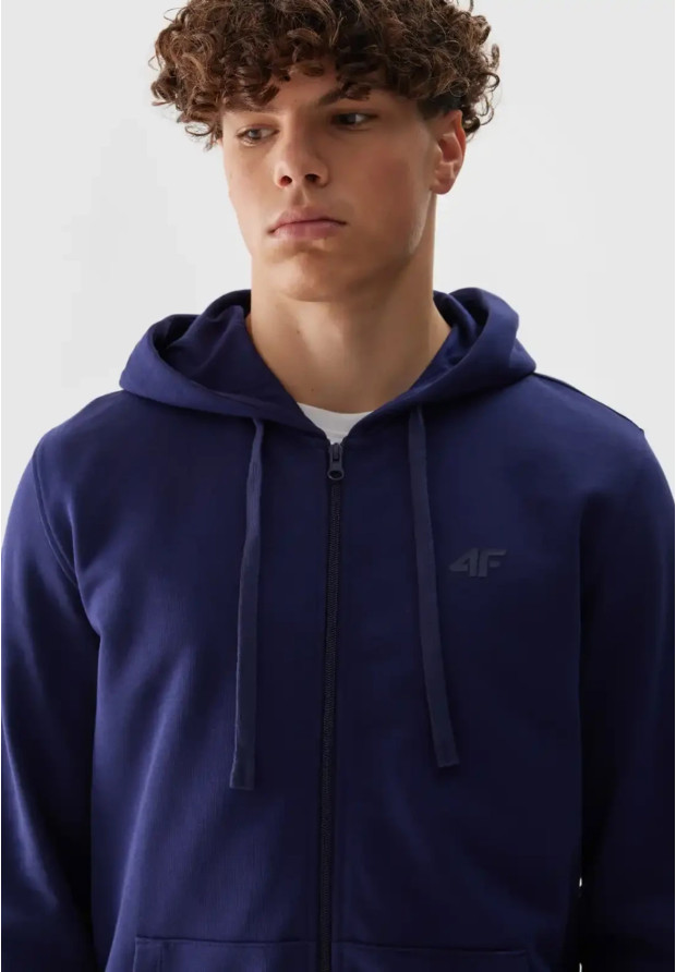 Bluza Męska 4F Z Kapturem Nieocieplana Rozpinana Sportowa Granatowa 4FWSS24TSWSM0951