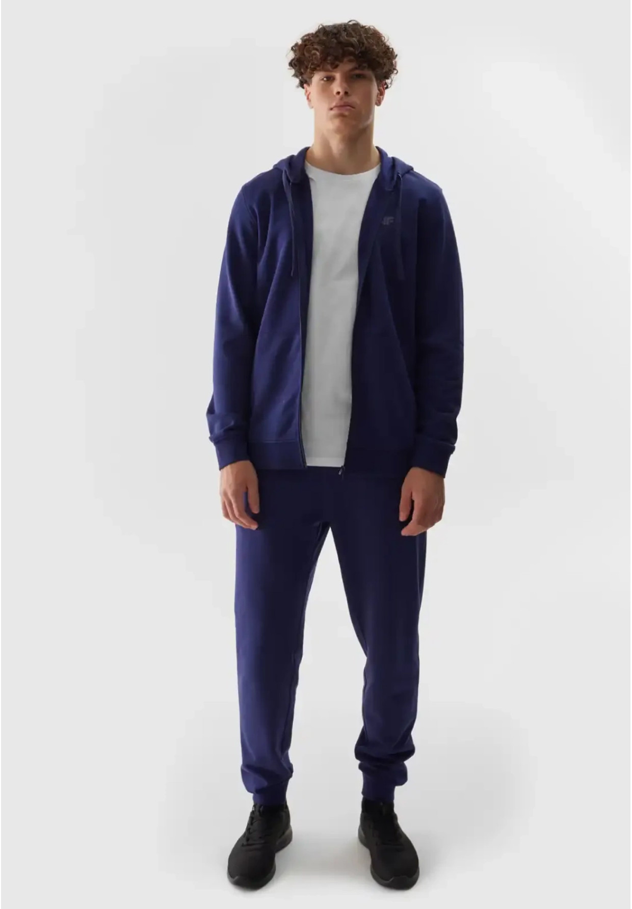 Bluza Męska 4F Z Kapturem Nieocieplana Rozpinana Sportowa Granatowa 4FWSS24TSWSM0951