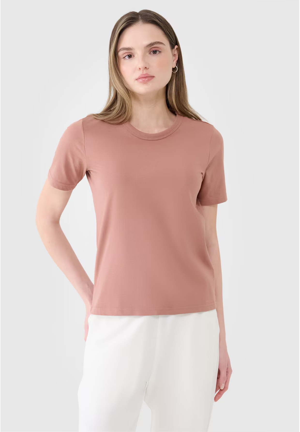 Koszulka Damska 4F T-shirt Regular Basic Casual Bawełna Brązowy 4FWSS25TTSHF1991