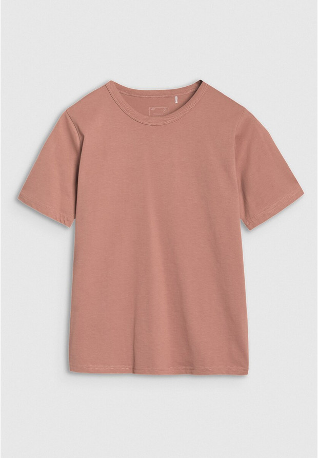 Koszulka Damska 4F T-shirt Regular Basic Casual Bawełna Brązowy 4FWSS25TTSHF1991