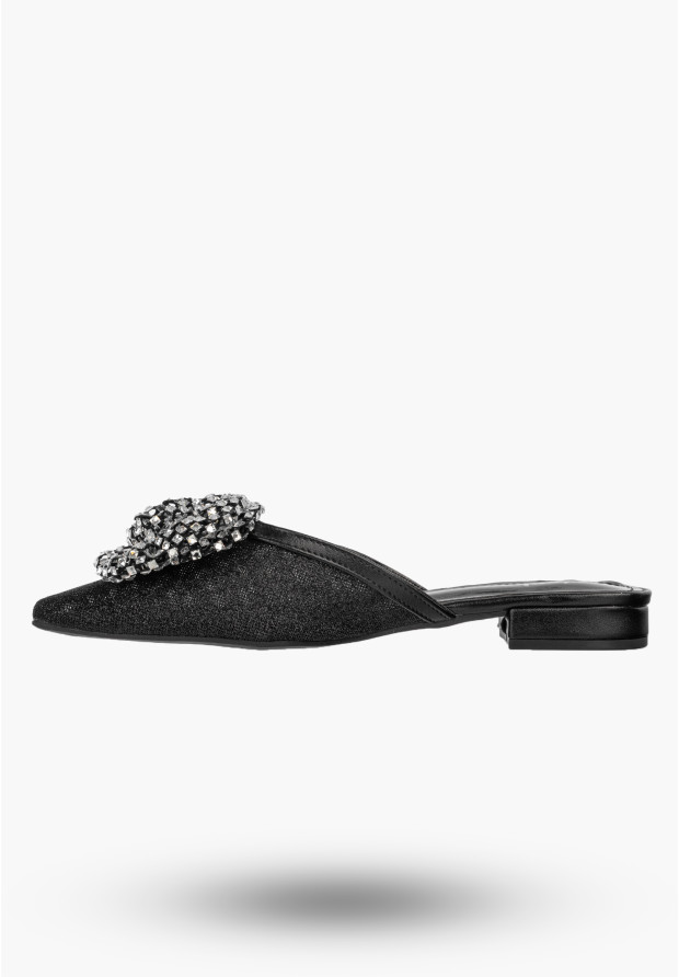 Klapki Damskie Letnie Buty Eleganckie Wieczorowe Płaski Obcas Czarne