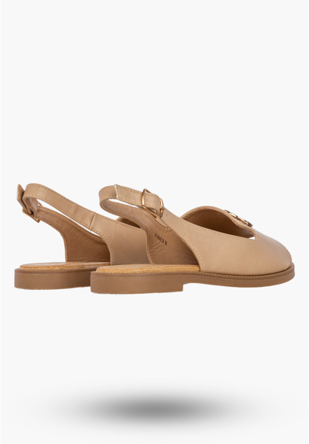 Sandały Damskie Ekoskóra Buty Eleganckie Płaski Obcas Beżowe Filippo