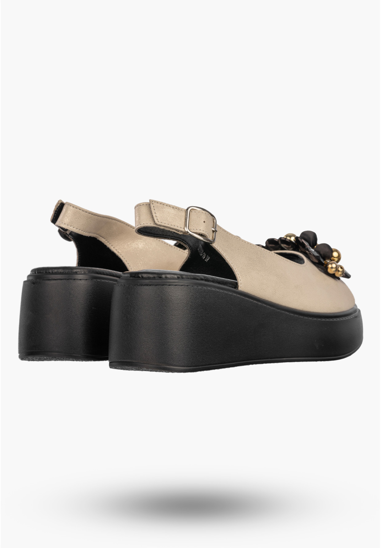 Sandały Damskie Skórzane Buty Eleganckie Na Platformie Letnie Złote FILIPPO