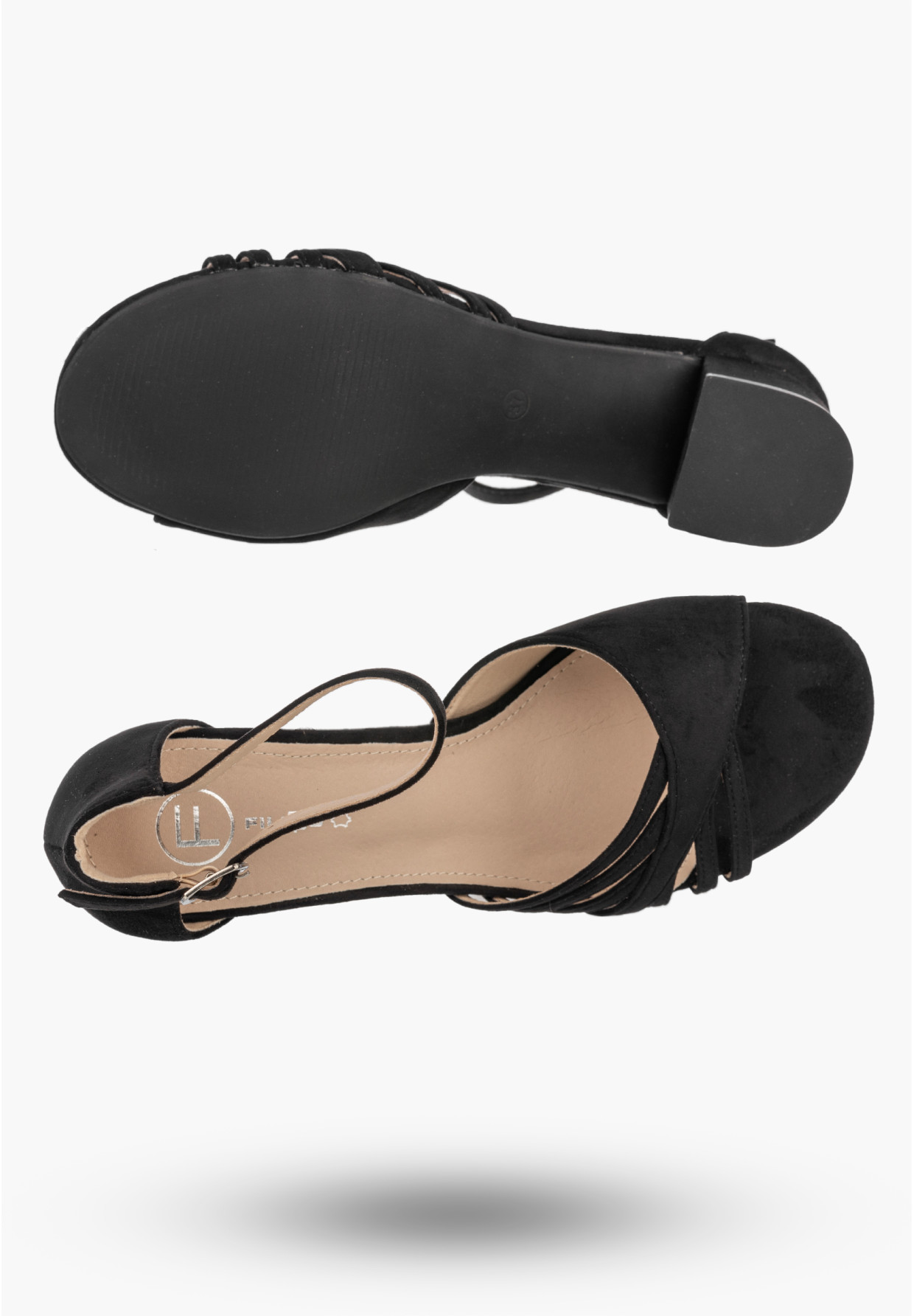 Sandały Damskie Buty Eleganckie Na Słupku Skórzana Wkładka Czarne FILIPPO
