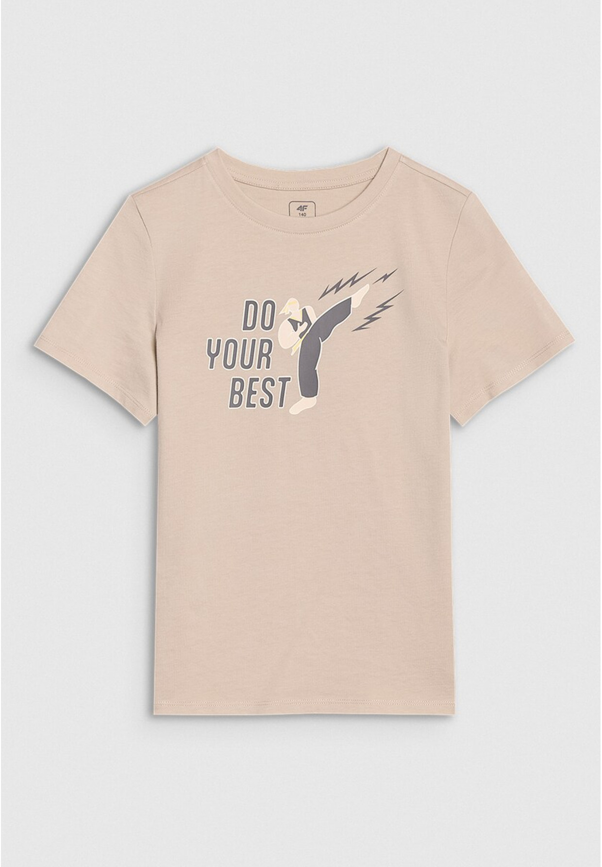 Koszulka Chłopięca 4F T-shirt Z Nadrukiem Regular Beżowy 4FJRSS25TTSHM2643