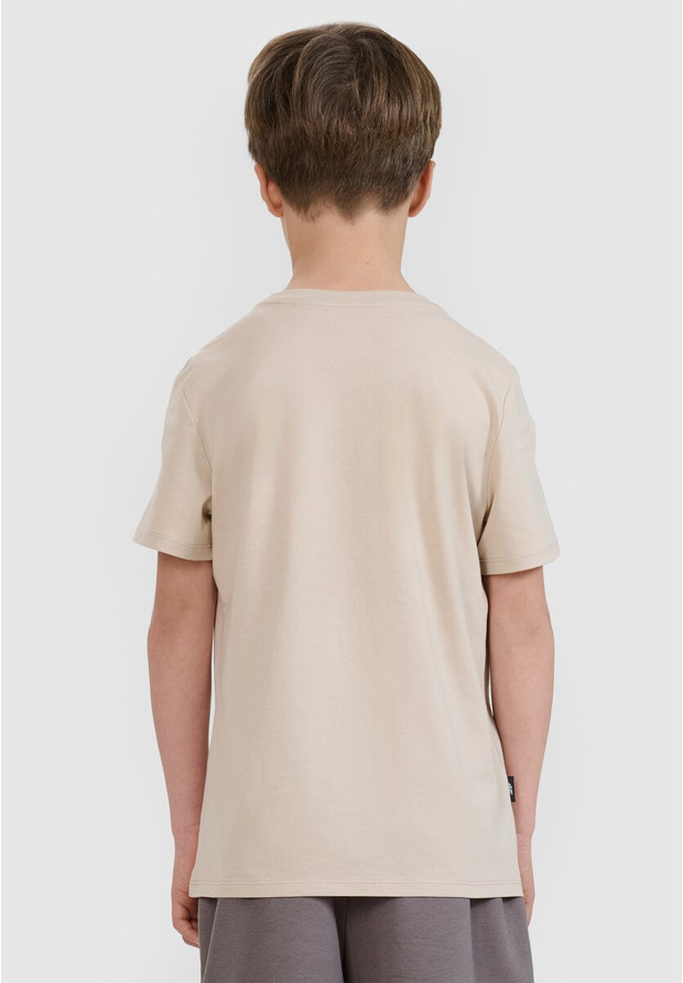 Koszulka Chłopięca 4F T-shirt Z Nadrukiem Regular Beżowy 4FJRSS25TTSHM2643