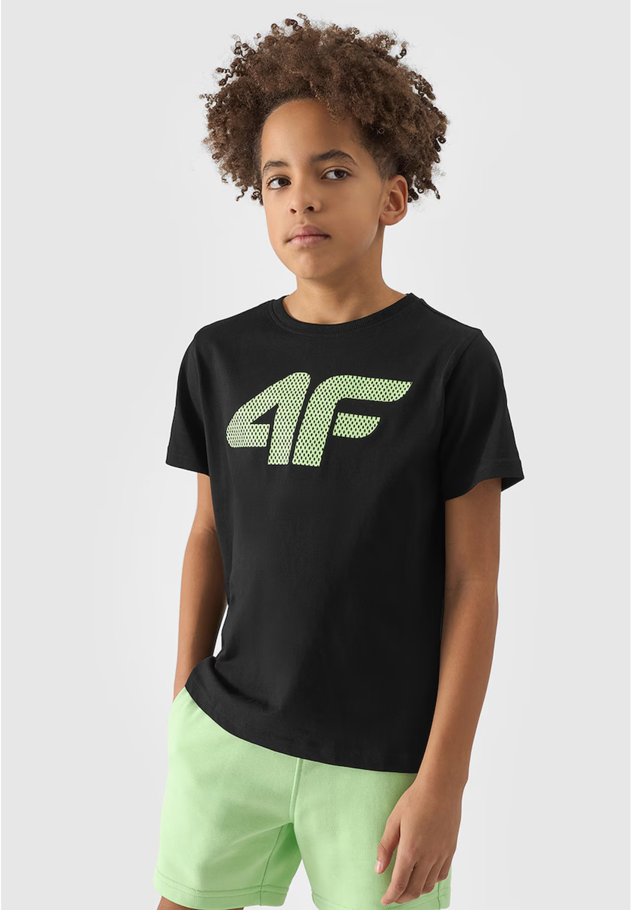 Koszulka Chłopięca 4F T-shirt Z Logo Sportowy Bawełna Czarny 4FJWSS24TTSHM1115