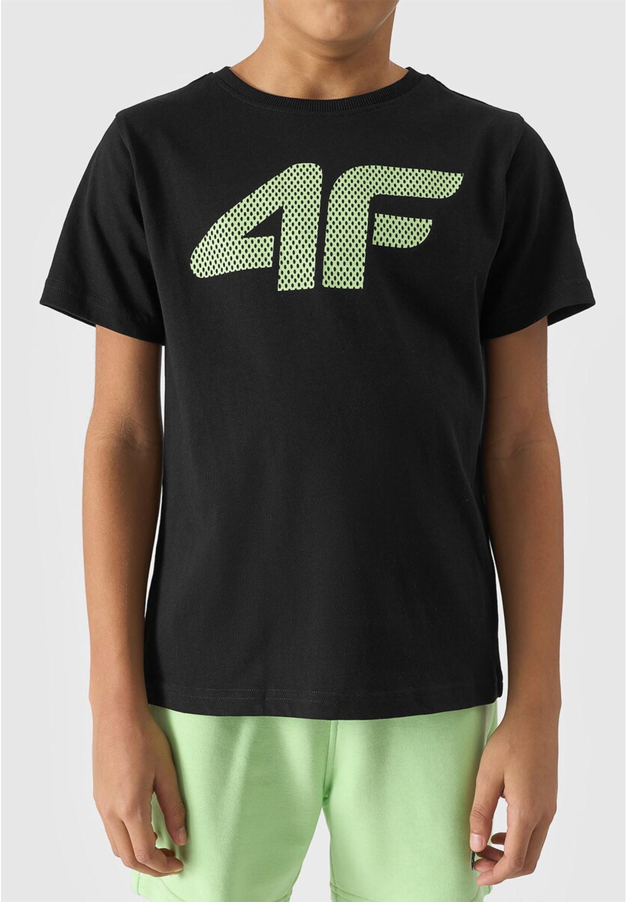 Koszulka Chłopięca 4F T-shirt Z Logo Sportowy Bawełna Czarny 4FJWSS24TTSHM1115