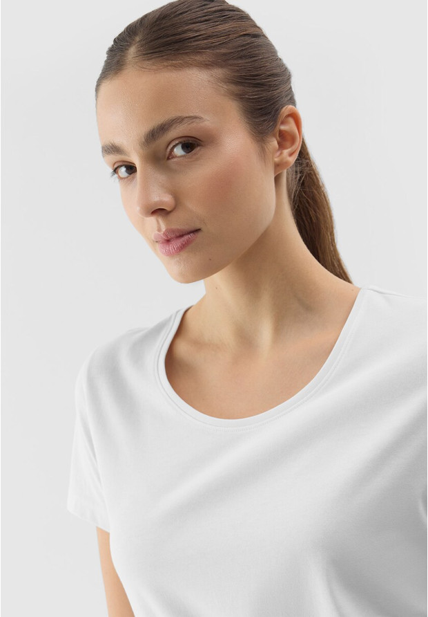 Koszulka Damska 4F T-shirt Regular Basic Casual Bawełna Biała 4FRSS24TTSHF2049