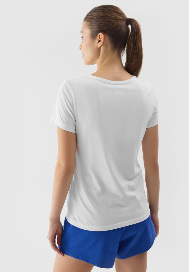 Koszulka Damska 4F T-shirt Regular Basic Casual Bawełna Biała 4FRSS24TTSHF2049