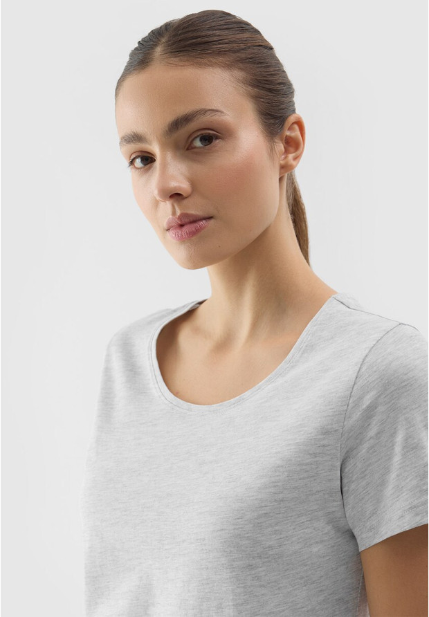 Koszulka Damska 4F T-shirt Regular Basic Casual Bawełna Szary 4FRSS24TTSHF2049