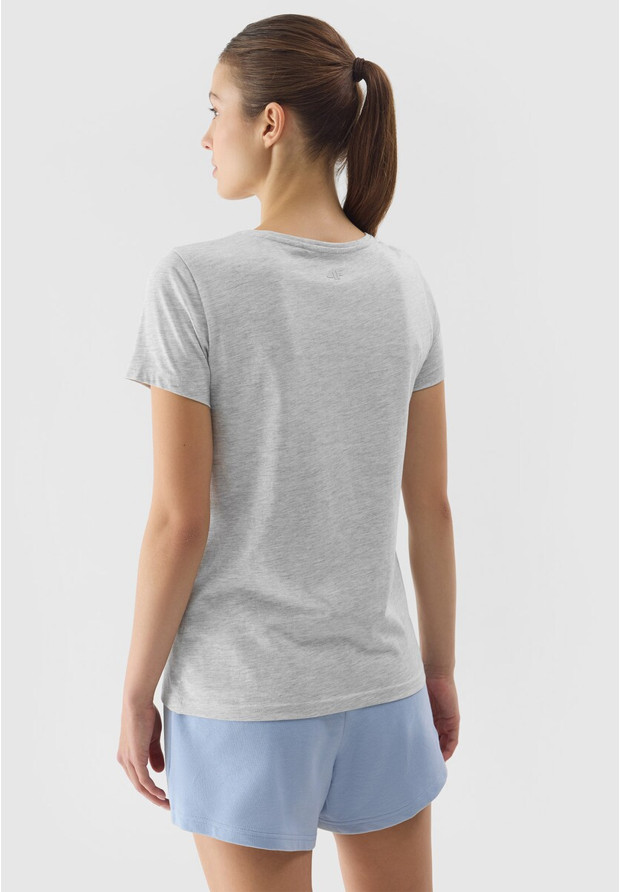 Koszulka Damska 4F T-shirt Regular Basic Casual Bawełna Szary 4FRSS24TTSHF2049