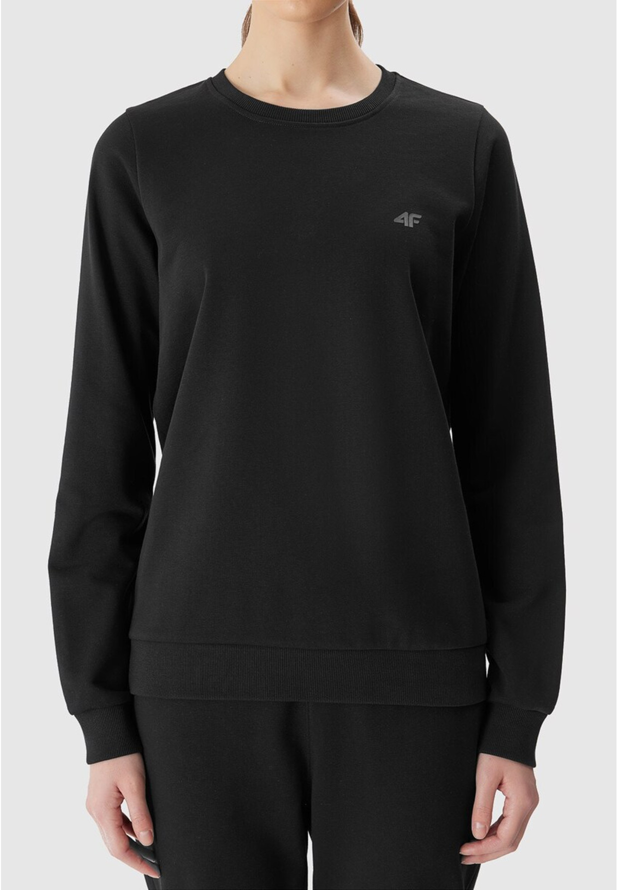 Bluza Damska 4F Sportowa Dresowa Nieocieplana Bez Kaptura Czarna 4FWSS24TSWSF0954