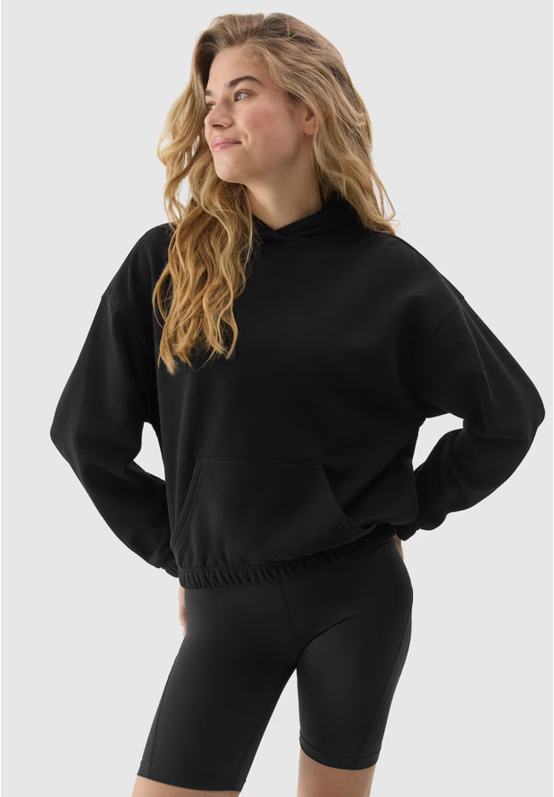 Bluza damska 4F czarna z kapturem kangurka