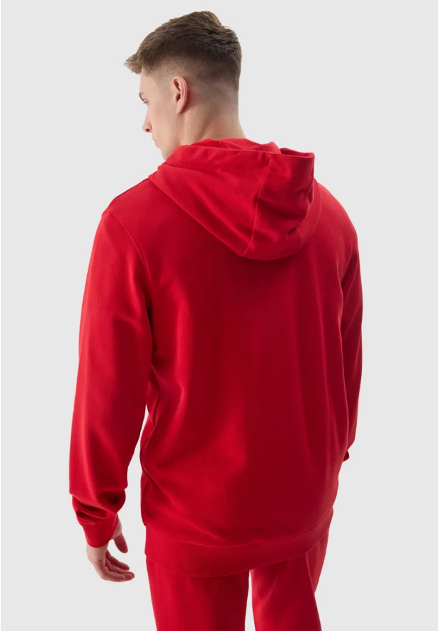 Bluza Męska 4F Z Kapturem Nieocieplana Rozpinana Sportowa Czerwona 4FWSS24TSWSM0951
