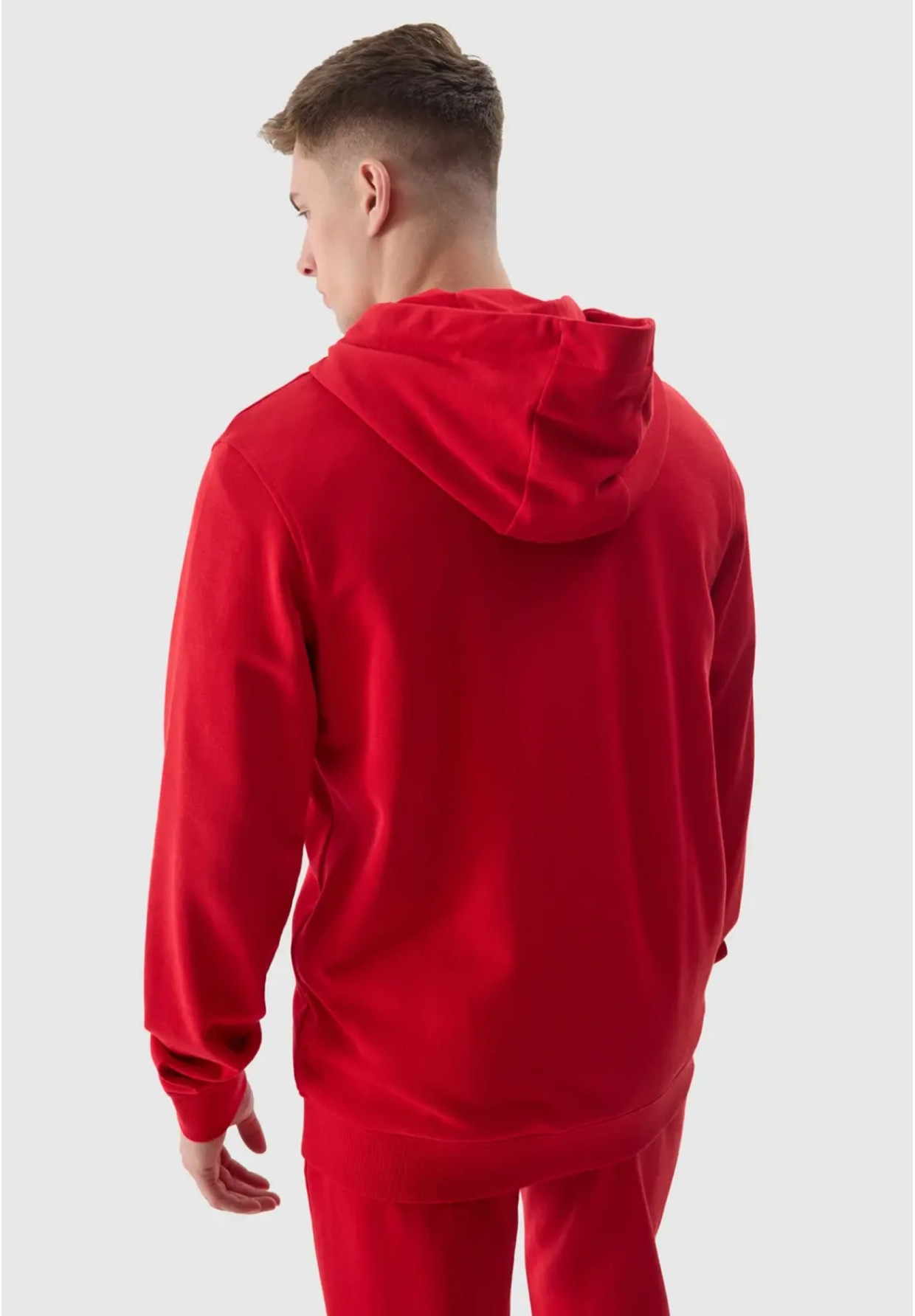 Bluza Męska 4F Z Kapturem Nieocieplana Rozpinana Sportowa Czerwona 4FWSS24TSWSM0951