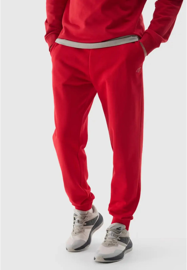 Spodnie Męskie 4F Joggery Sportowe Dresy Casual Czerwone 4FWSS24TTROM603