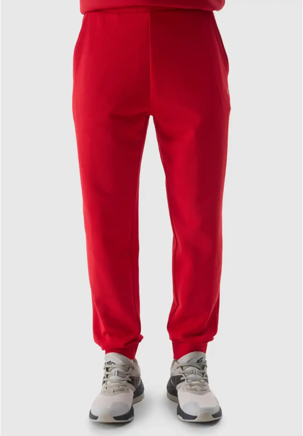 Spodnie Męskie 4F Joggery Sportowe Dresy Casual Czerwone 4FWSS24TTROM603