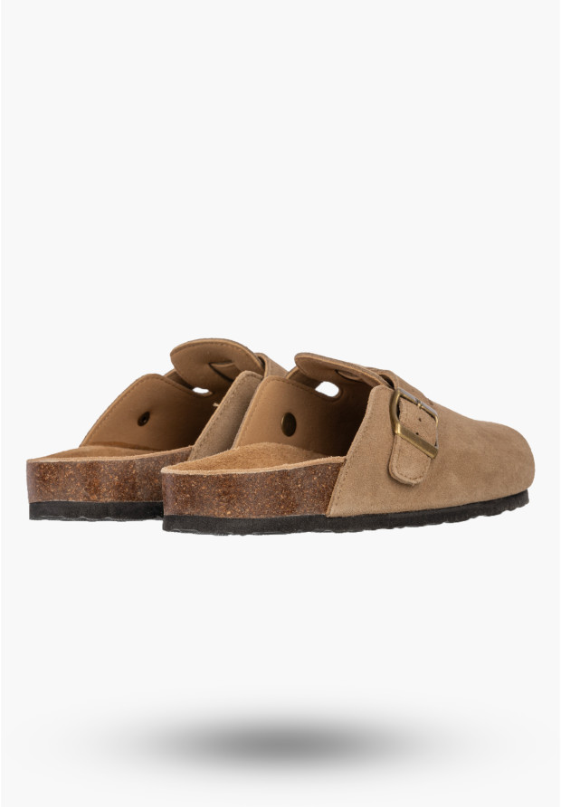 Klapki Damskie Skórzane Buty Chodaki Casual Zamszowe Brązowe FILIPPO