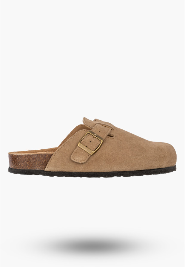 Klapki Damskie Skórzane Buty Chodaki Casual Zamszowe Brązowe FILIPPO