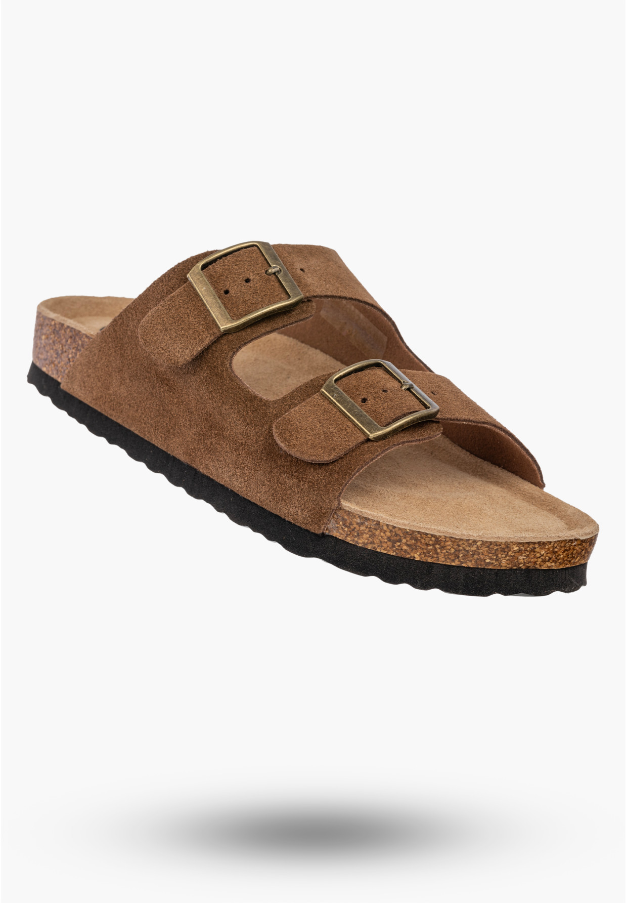 Klapki Damskie Skórzane Buty Z Klamrami Casual Zamszowe Brązowe FILIPPO